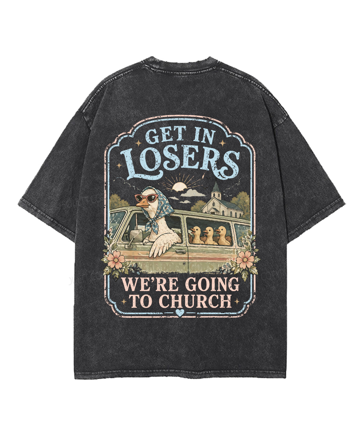 We're Going To Church Double Sided Unisex Washed Christian T-shirt