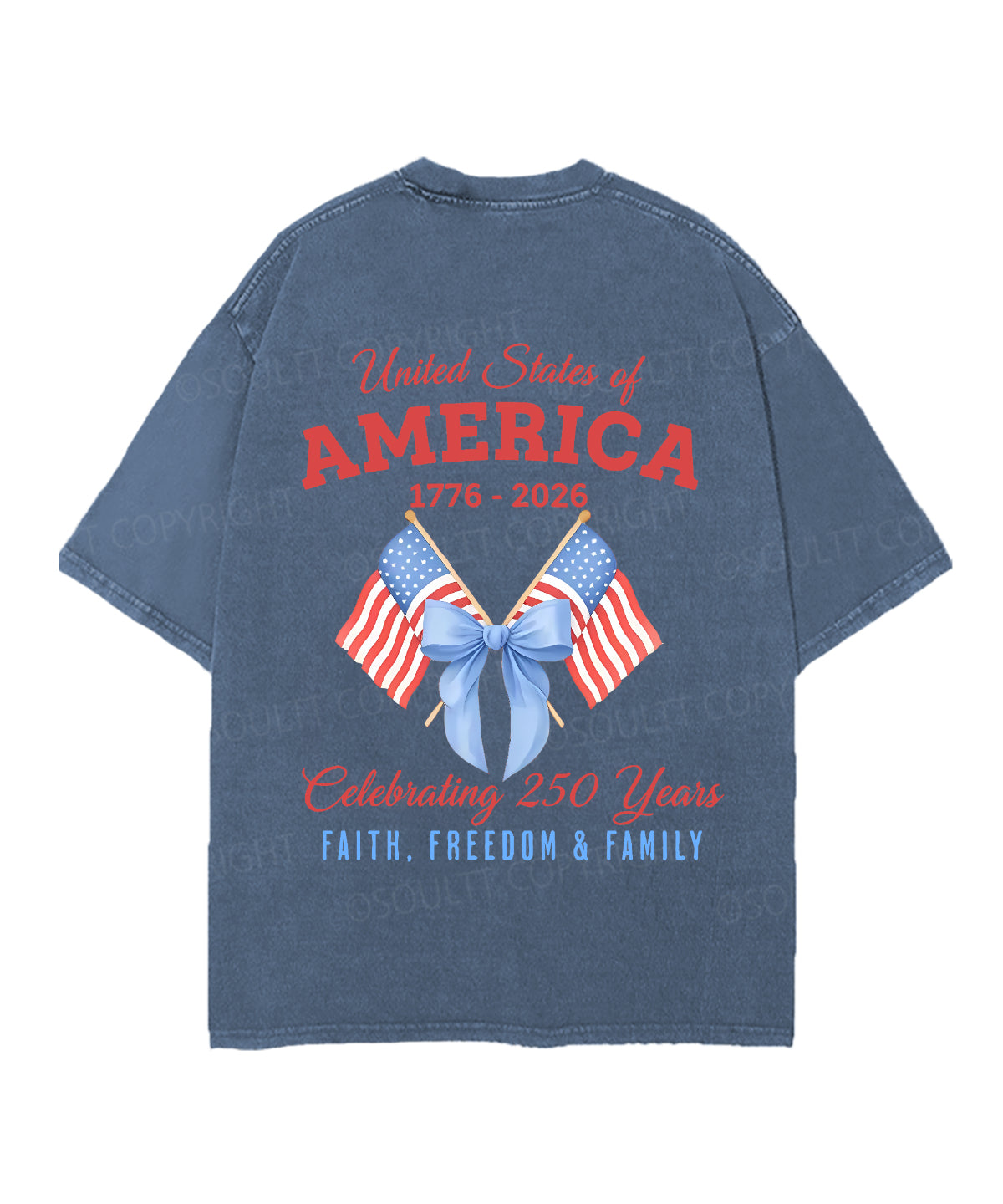 250 Years America Anniversary Double Sided Unisex Christian Washed T-Shirt & Shorts