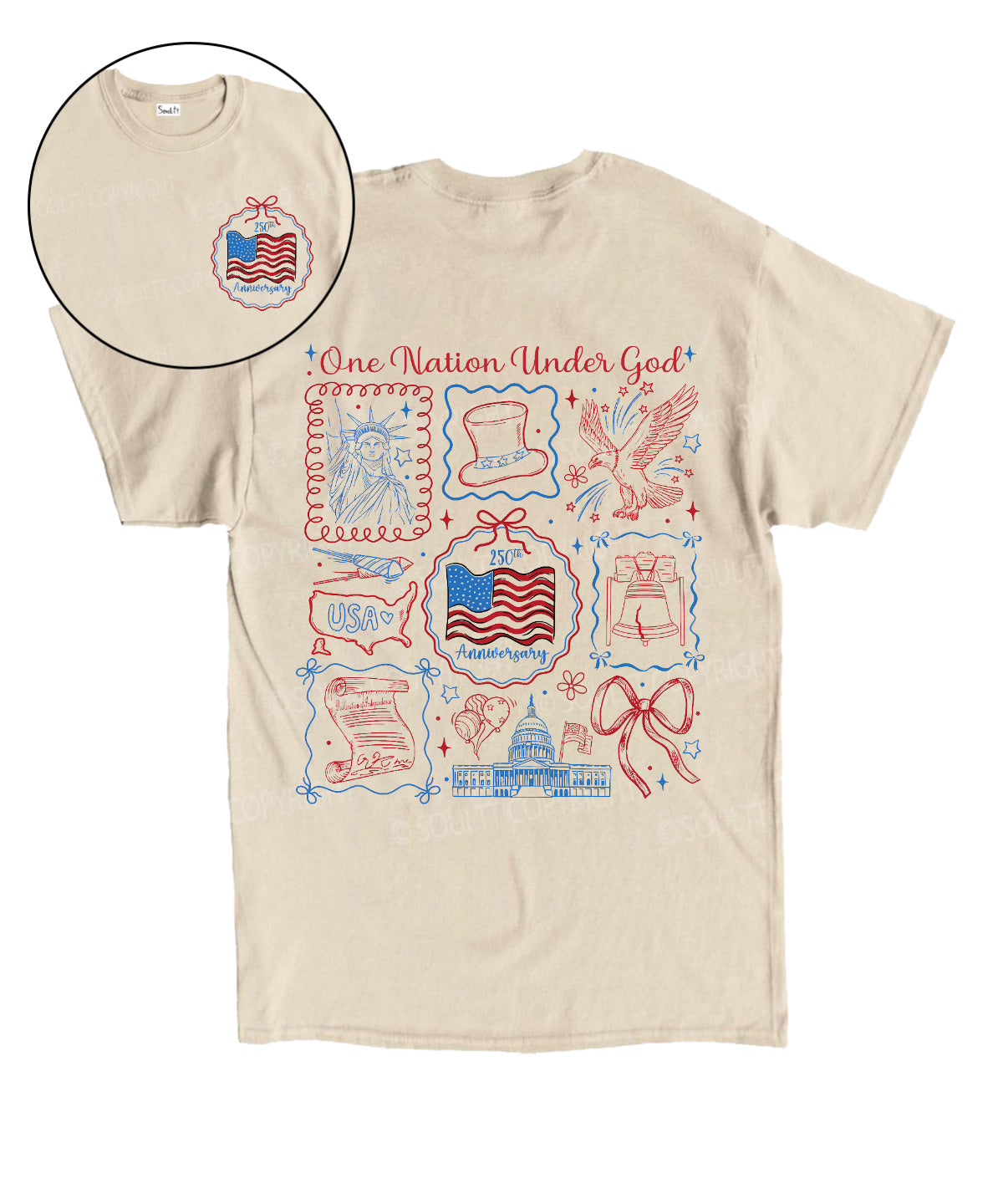 One Nation Under God Double Sided Unisex Cotton Christian T-Shirt