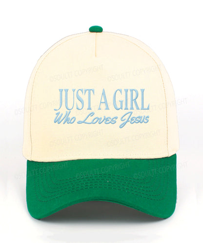 Just A Girl Who Loves Jesus Embroidered Christian Trucker Hat