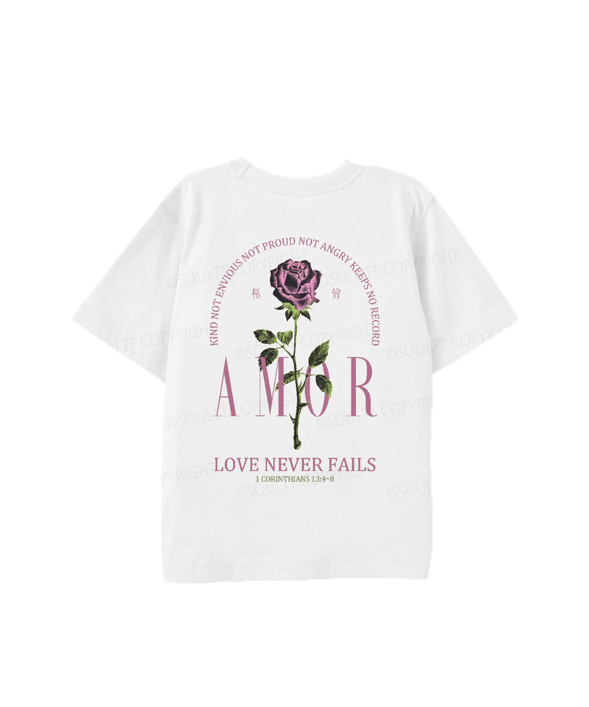 Kids Love Never Fails Double Sided Cotton Christian T-shirt
