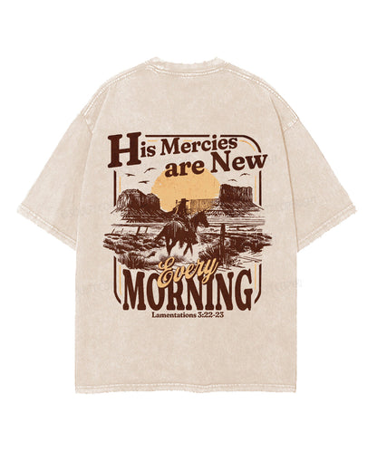 His Mercies Are New Every Morning Double Sided Unisex Washed Christian T-shirt