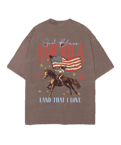 God Bless America Double Sided Unisex Christian Washed T-Shirt & Shorts