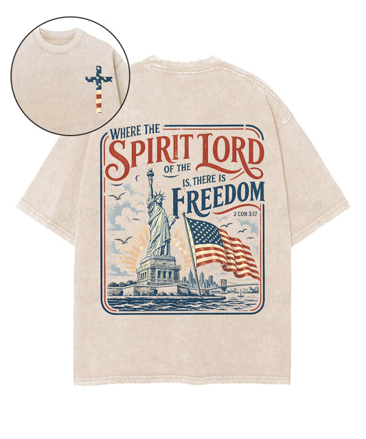 There Is Freedom Double Sided Unisex Washed Christian T-shirt