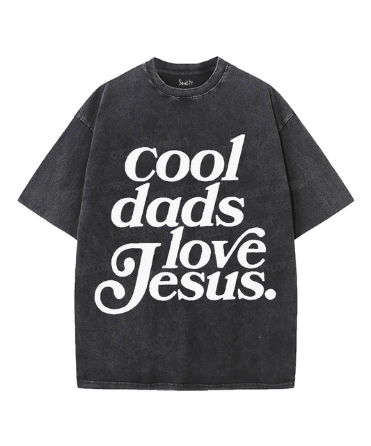 Cool Dads Loves Jesus Unisex Washed Christian T-shirt