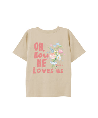 Kids How He Love Us Double Sided Cotton Christian T-shirt