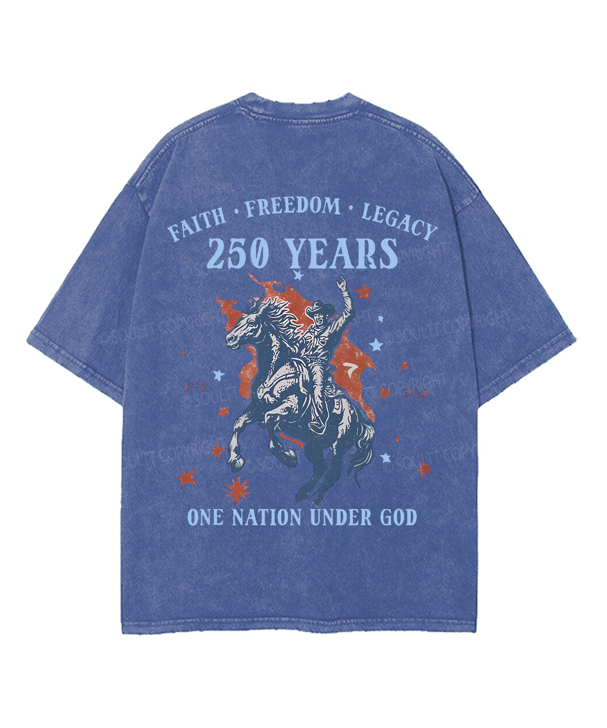 250 Years America Anniversary Double Sided Unisex Washed Christian T-shirt