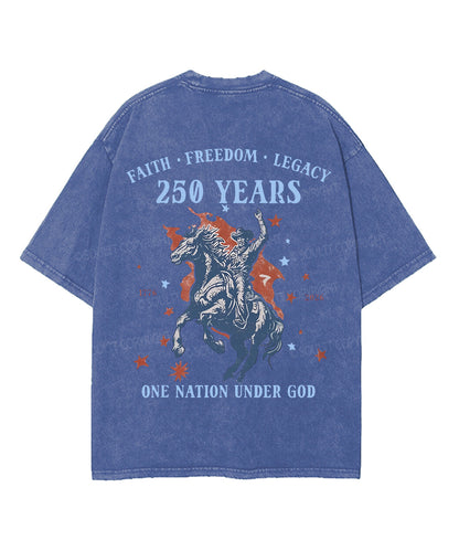 250 Years America Anniversary Double Sided Unisex Washed Christian T-shirt
