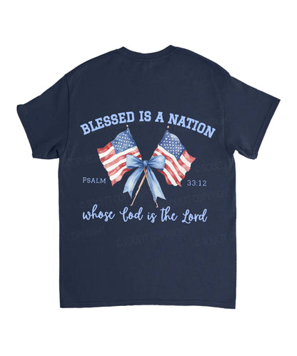 Blessed Is A Nation Whose god Is The Lord Double Sided Unisex Cotton Christian T-Shirt