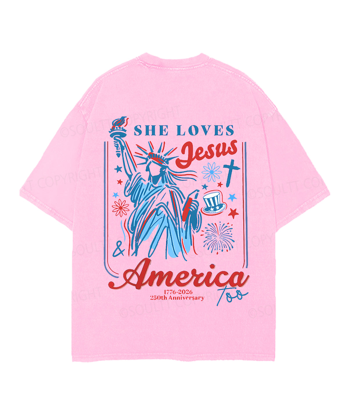 She Loves Jesus And America Too Double Sided Unisex Christian Washed T-Shirt & Shorts