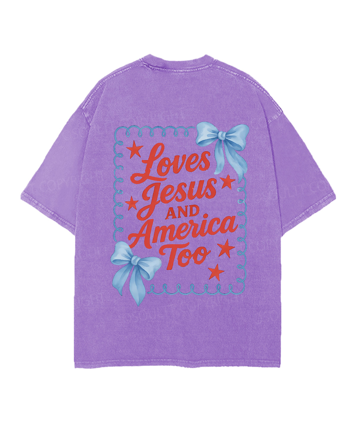 Loves Jesus And America Too Double Sided Unisex Christian Washed T-Shirt & Shorts