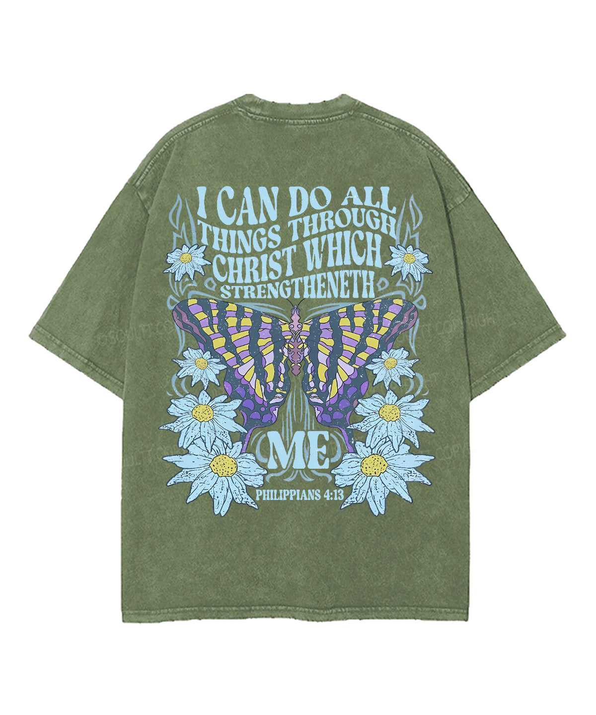 I Can Do All Things Through Christ Double Sided Unisex Washed Christian T-shirt