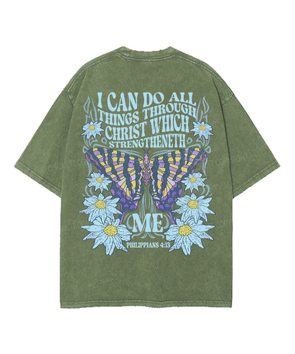 I Can Do All Things Through Christ Double Sided Unisex Washed Christian T-shirt