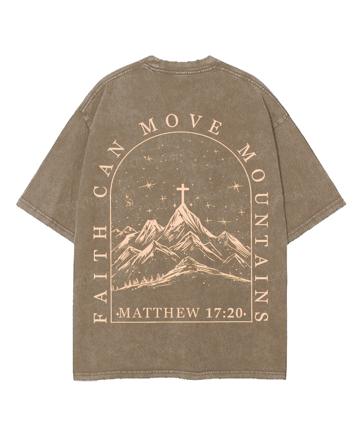 Faith Can Move Mountains Double Sided Unisex Washed Christian T-shirt