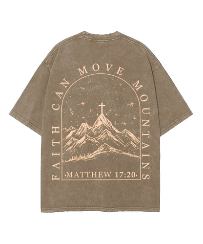 Faith Can Move Mountains Double Sided Unisex Washed Christian T-shirt