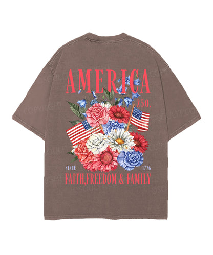 250 Years America Anniversary Double Sided Unisex Christian Washed T-Shirt & Shorts