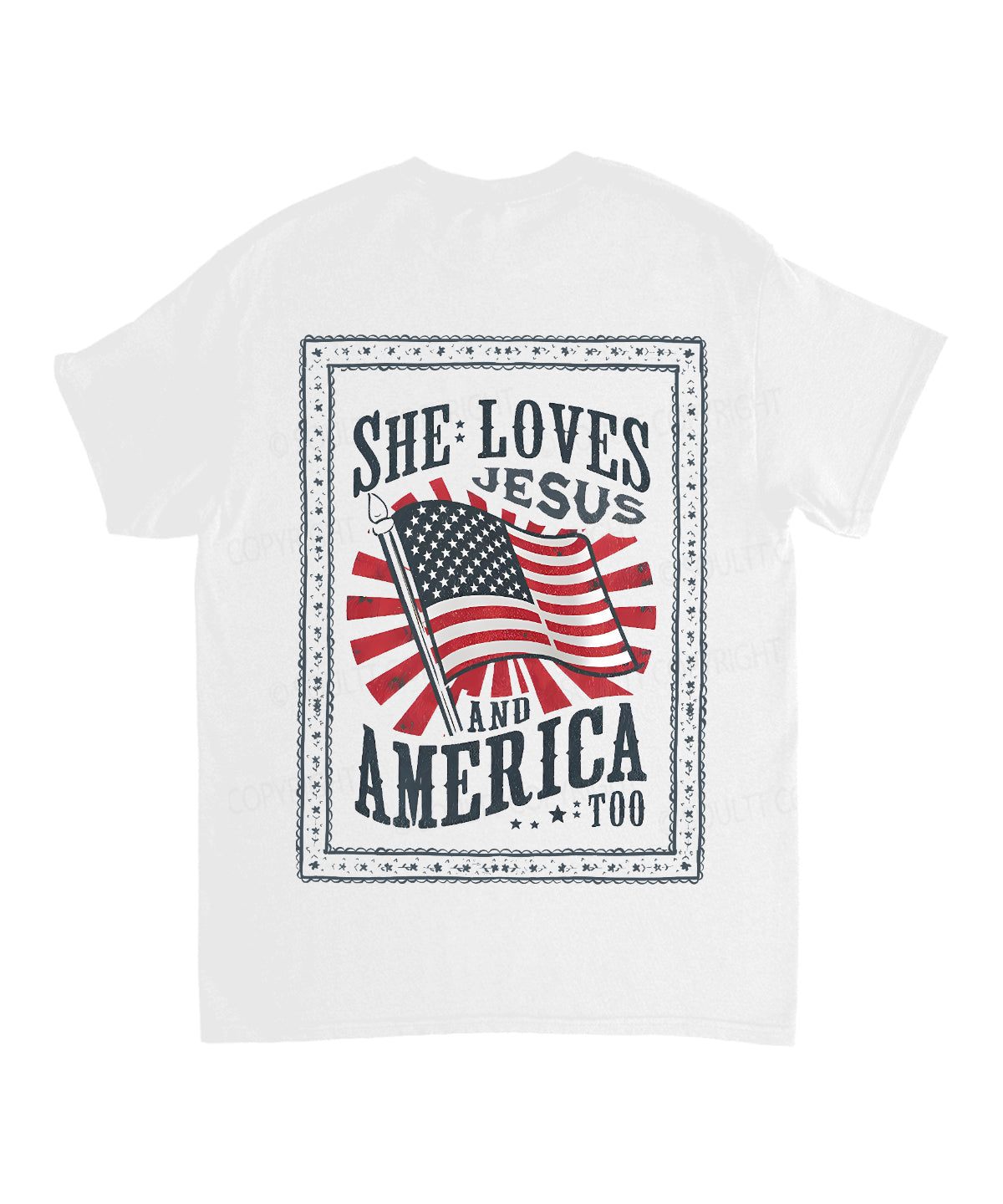 She Loves Jesus And America Too Double Sided Unisex Washed Christian T-shirt