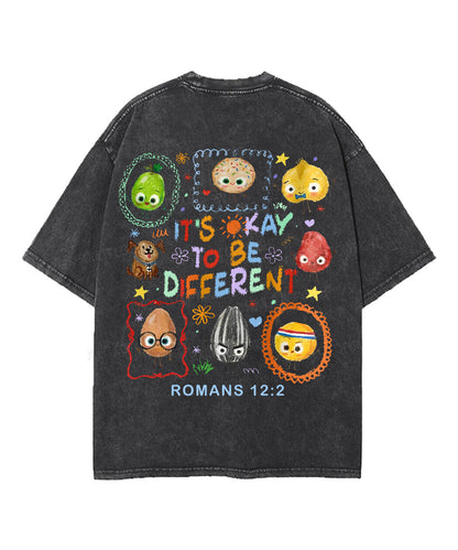 It's Ok To Be Different Double Sided Unisex Washed Christian T-shirt