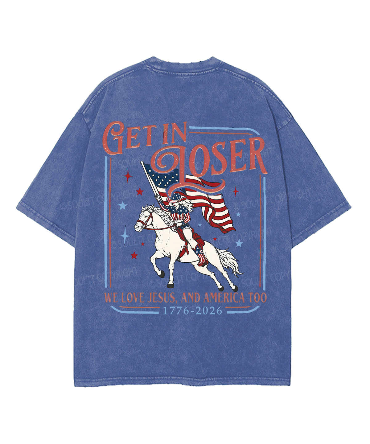 We Love Jesus,And America Too Double Sided Unisex Washed Christian T-shirt