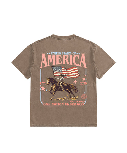 Kids One Nation Under God Double Sided Washed Christian T-shirt