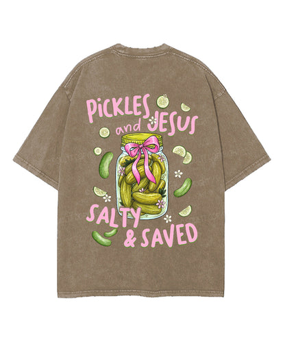 Salty & Saved Double Sided Unisex Washed Christian T-shirt