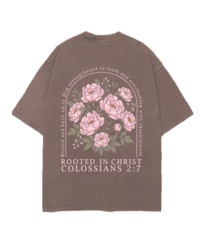 Rooted In Christ Double Sided Unisex Christian Washed T-Shirt & Shorts