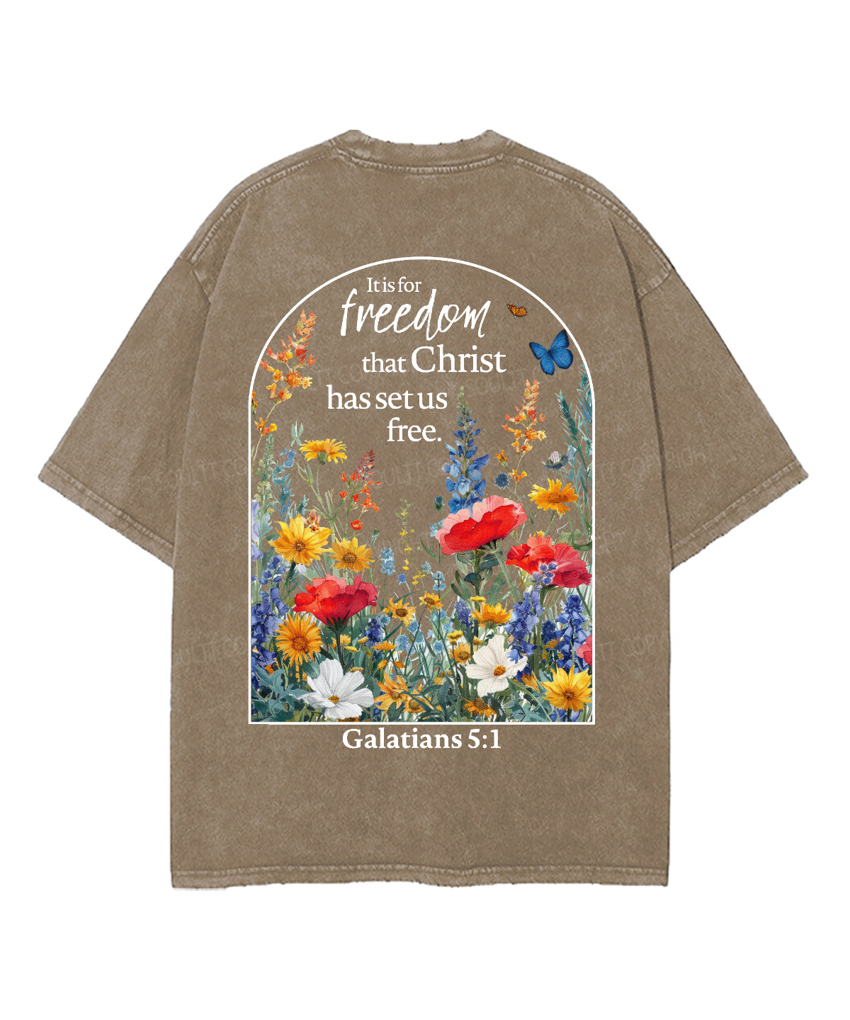 Christ Has Set Us Free Double Sided Unisex Washed Christian T-shirt