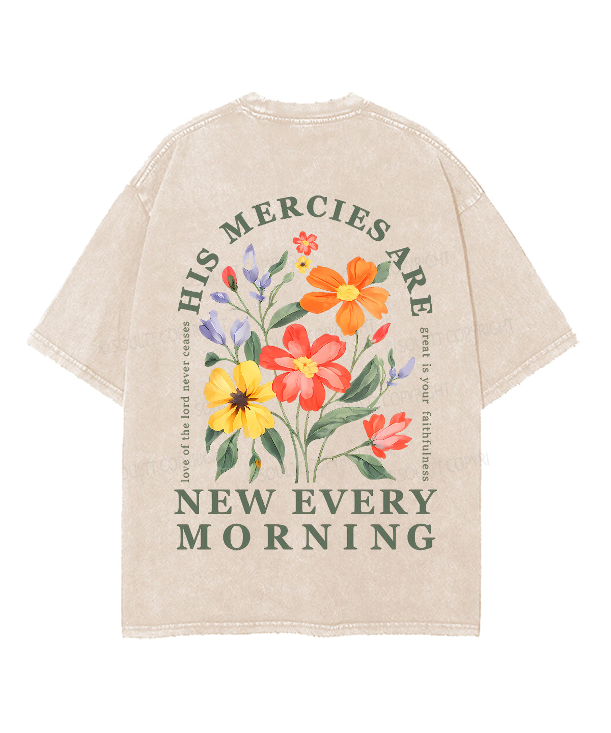 His Mercies Are New Every Morning Double Sided Unisex Washed Christian T-shirt