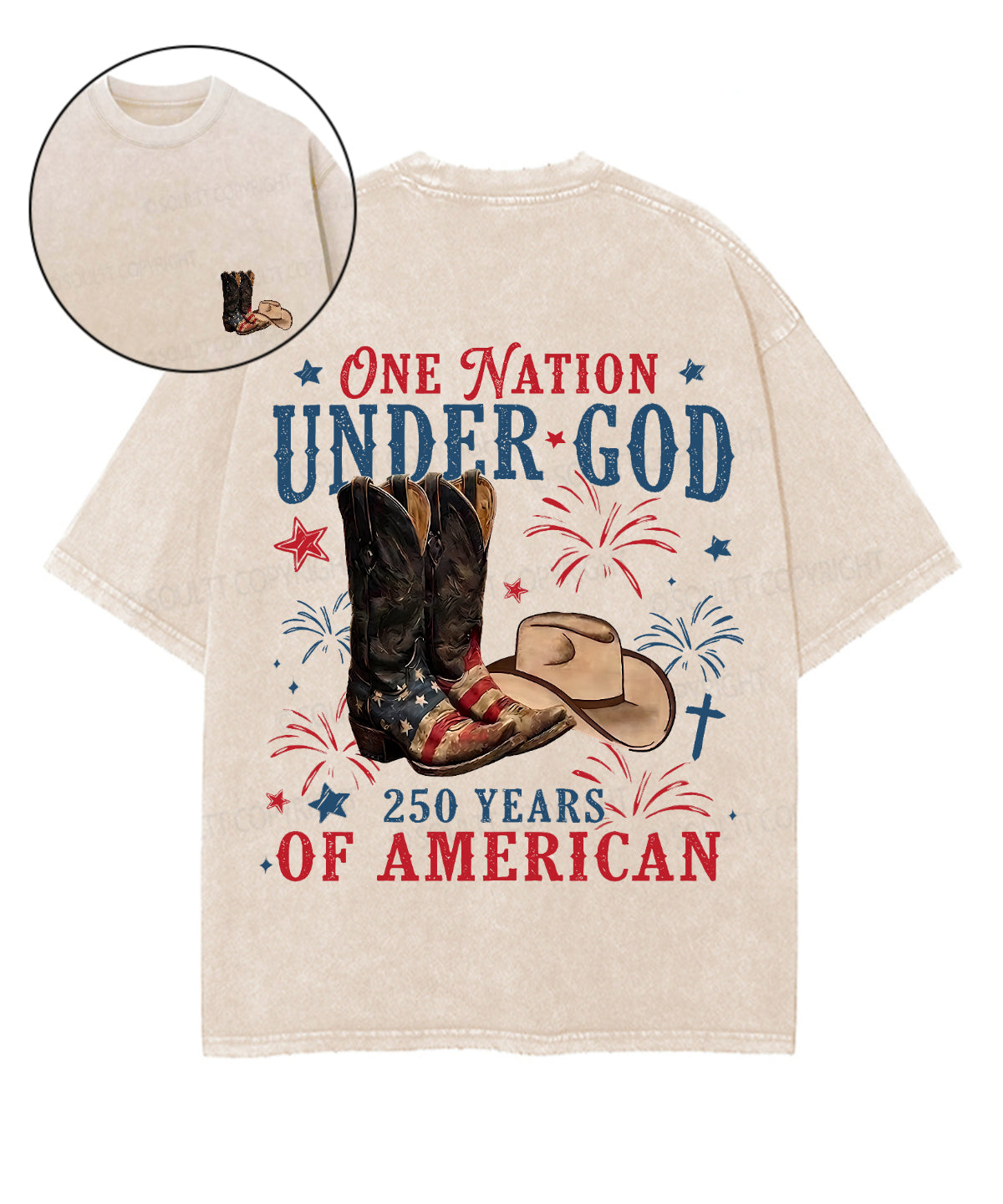 250 Years America Anniversary Double Sided Unisex Washed Christian T-shirt