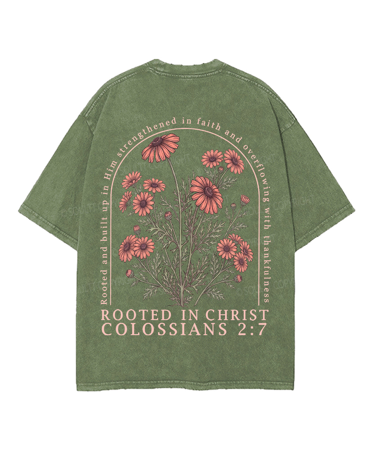 Rooted In Christ Double Sided Unisex Washed Christian T-shirt