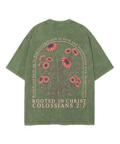 Rooted In Christ Double Sided Unisex Washed Christian T-shirt