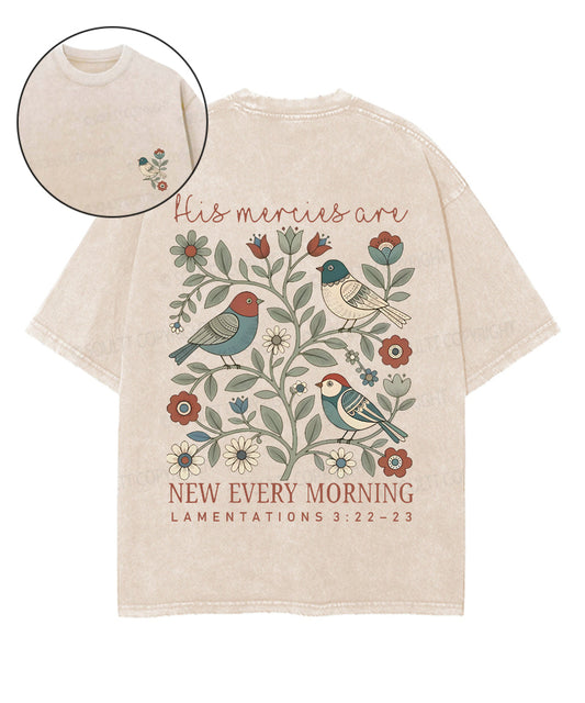 His Mercies Are New Every Morning Double SidedUnisex Washed Christian T-shirt