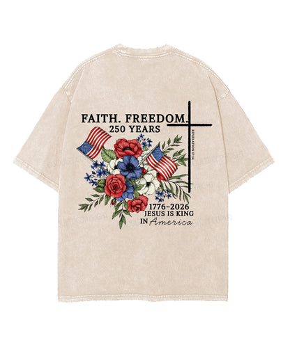 Faith • Freedom Double Sided Unisex Washed Christian T-shirt