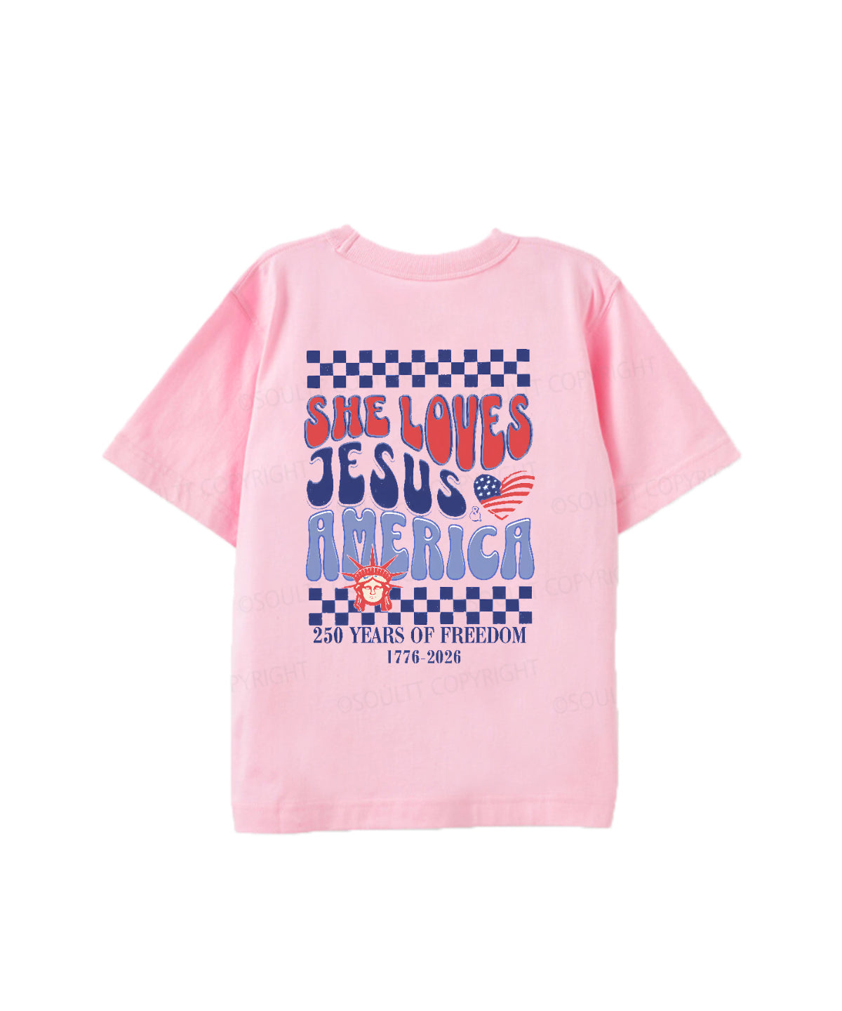 Kids She Loves Jesus And America Double Sided Cotton Christian T-shirt