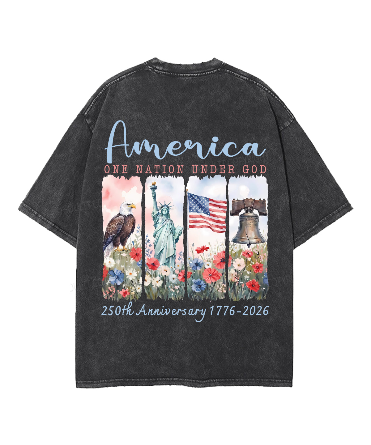 One Nation Under God Double Sided Unisex Washed Christian T-shirt