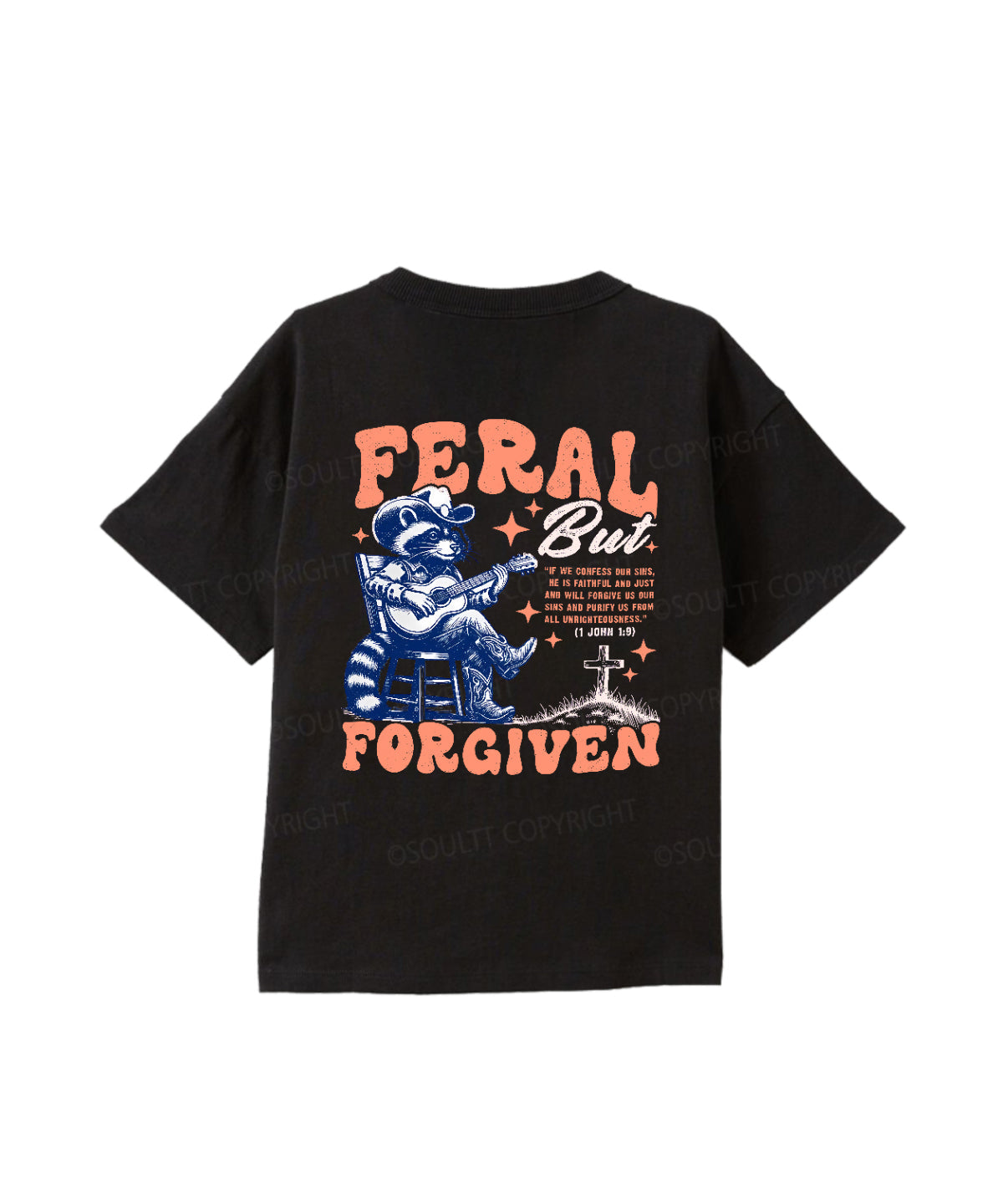 Kids Feral But Forgiven Double Sided Cotton Christian T-shirt