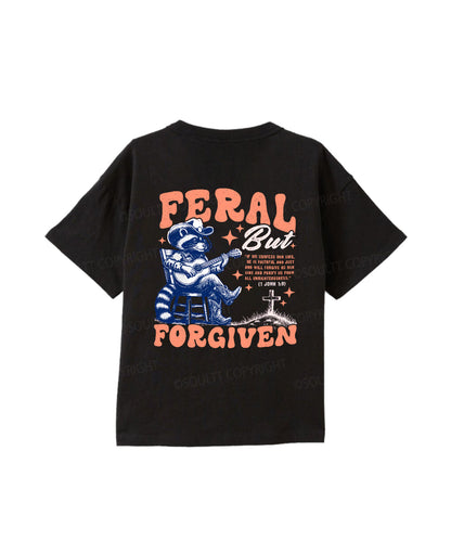 Kids Feral But Forgiven Double Sided Cotton Christian T-shirt