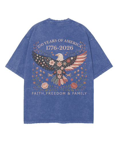 250 Years America Anniversary Double Sided Unisex Washed Christian T-shirt