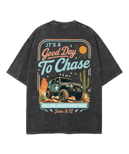 Follow Jesus Every Mile Double Sided Unisex Washed Christian T-shirt