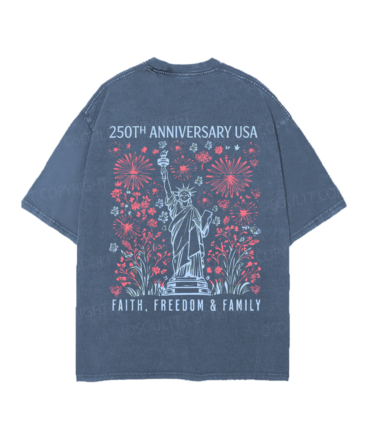 250 Years America Anniversary Double Sided Unisex Christian Washed T-Shirt & Shorts