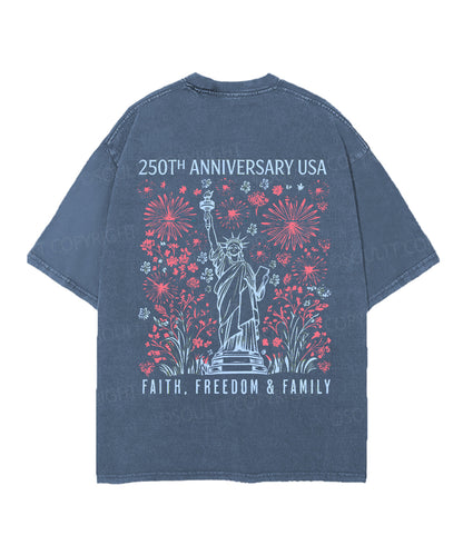 250 Years America Anniversary Double Sided Unisex Christian Washed T-Shirt & Shorts