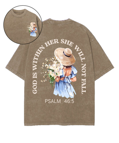 God Is Within Her Double Sided Unisex Washed Christian T-shirt
