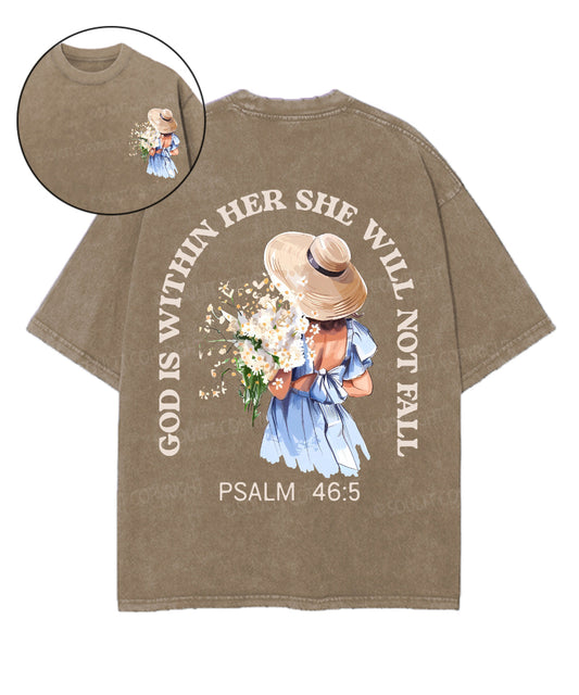 God Is Within Her Double Sided Unisex Washed Christian T-shirt