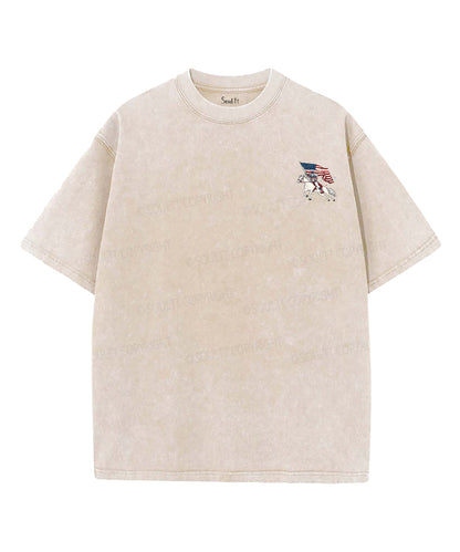 We Love Jesus,And America Too Double Sided Unisex Washed Christian T-shirt