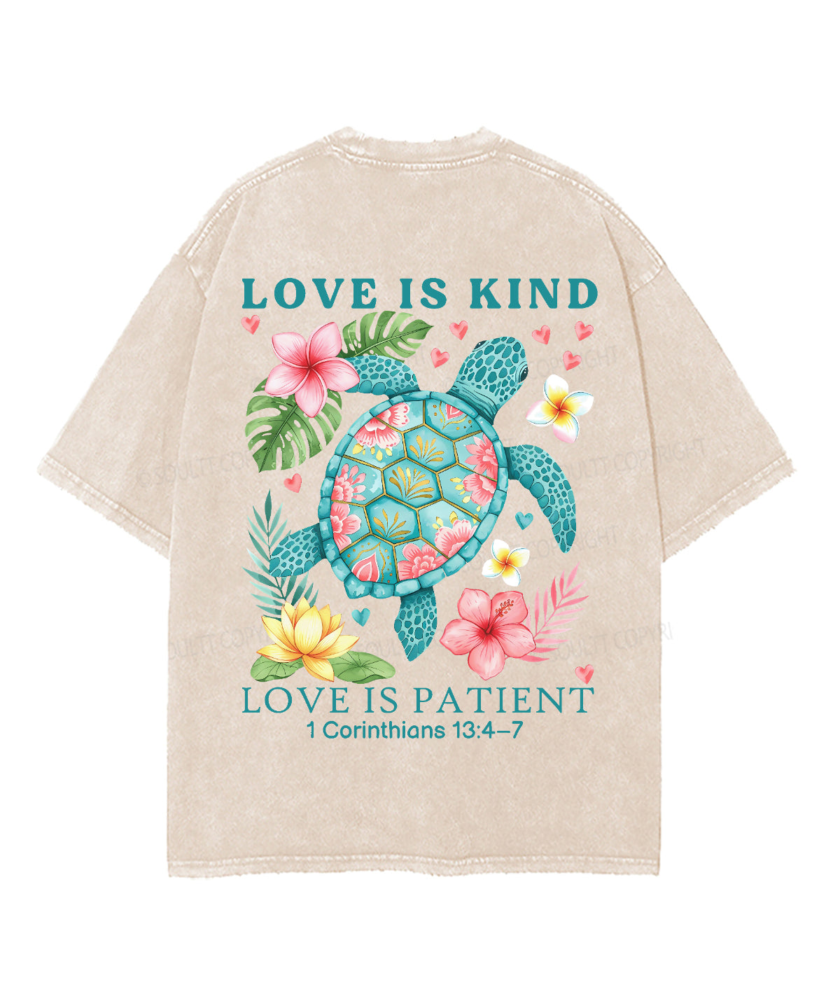 Love Is Kind Double Sided Unisex Washed Christian T-shirt