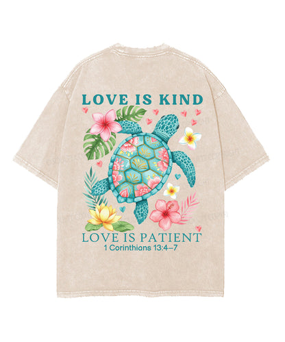 Love Is Kind Double Sided Unisex Washed Christian T-shirt