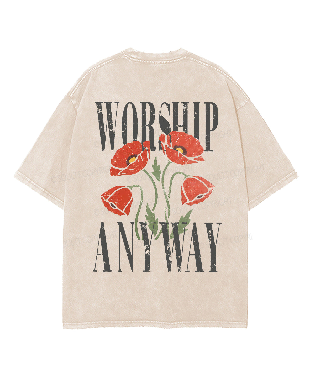 Worship Anyway Double Sided Unisex Washed Christian T-shirt