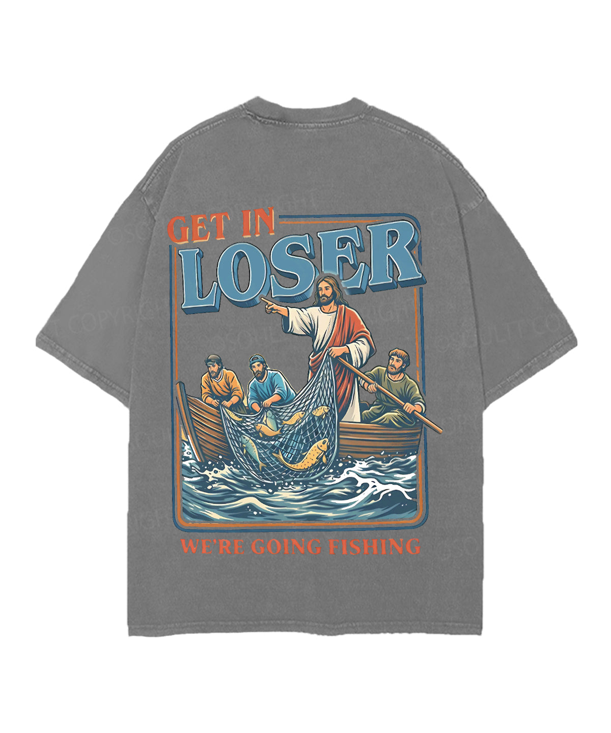 We're Going Fishing Double Sided Unisex Christian Washed T-Shirt & Shorts