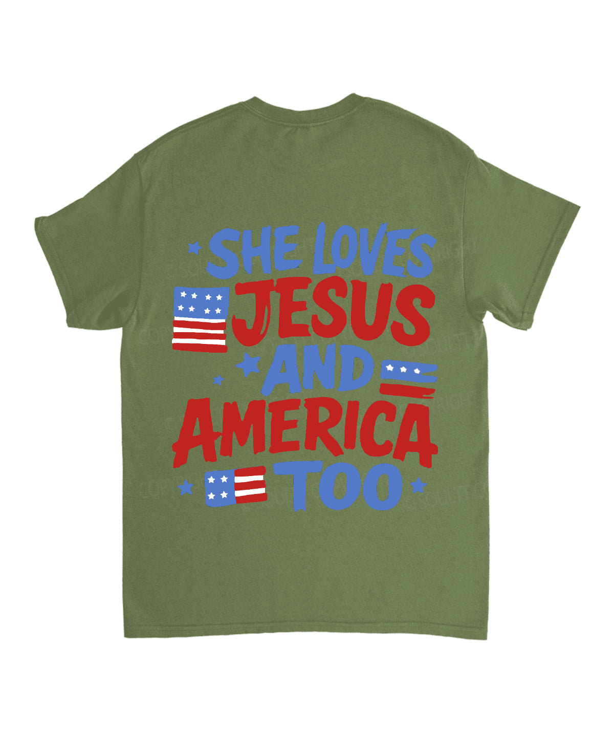 She Loves Jesus And America Too Double Sided Unisex Cotton Christian T-Shirt