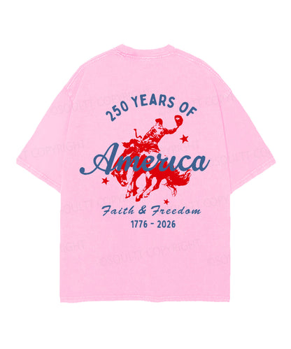 250 Years America Anniversary Double Sided Unisex Christian Washed T-Shirt & Shorts